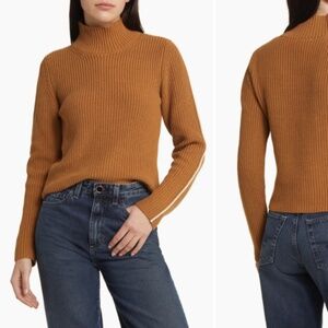 French Connection Women's Mozart Contrast Stripe Turtleneck Sweater - Tobacco M